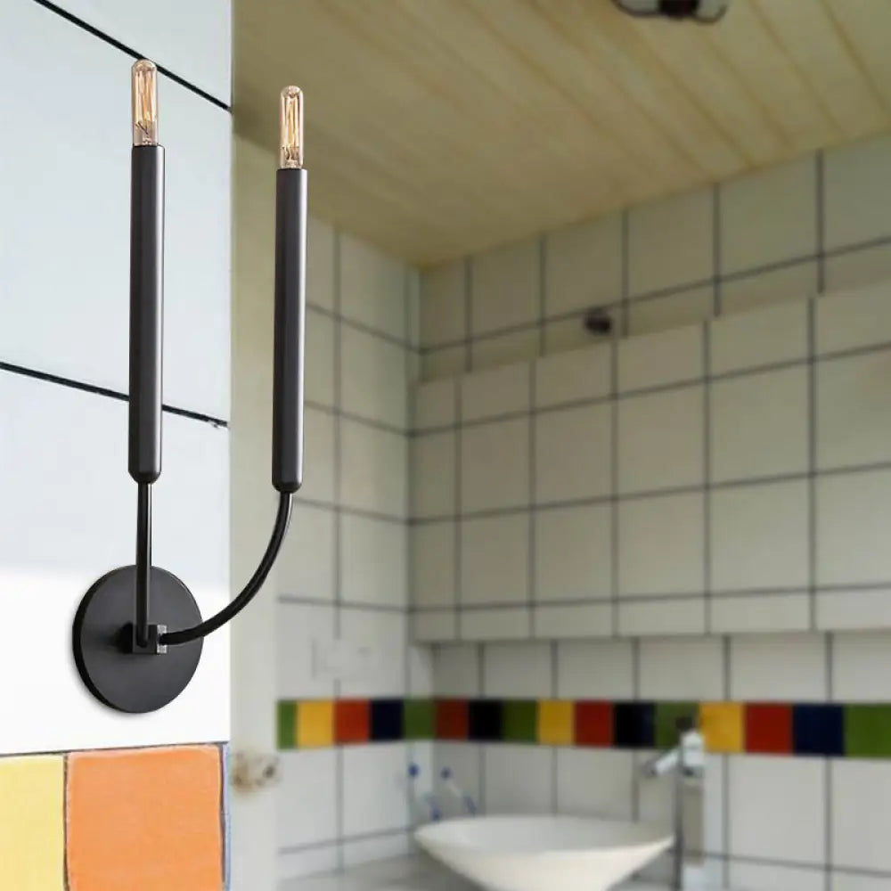 Wall Sconce Slim Tube Brass & Black Finish