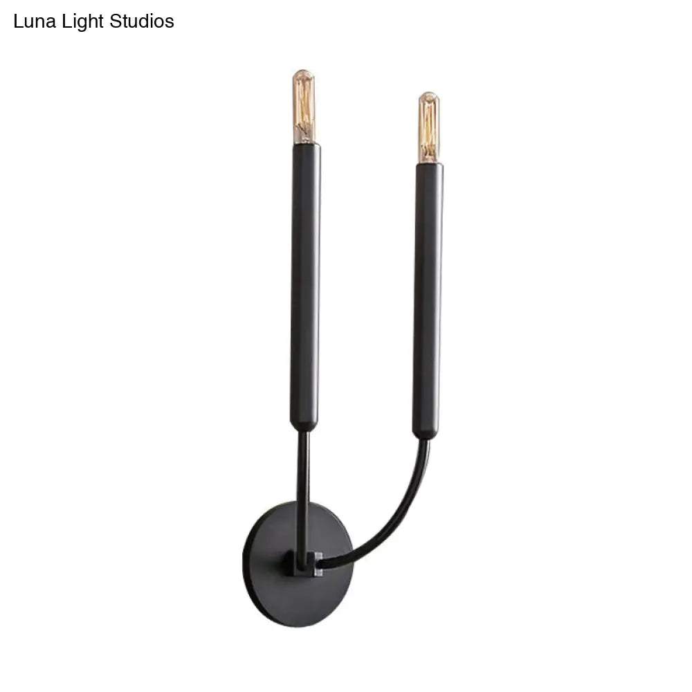 Wall Sconce Slim Tube Brass & Black Finish