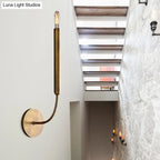Wall Sconce Slim Tube Brass & Black Finish