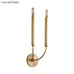 Wall Sconce Slim Tube Brass & Black Finish