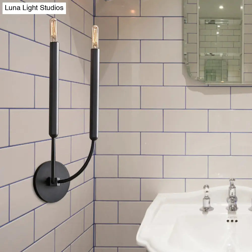 Wall Sconce Slim Tube Brass & Black Finish