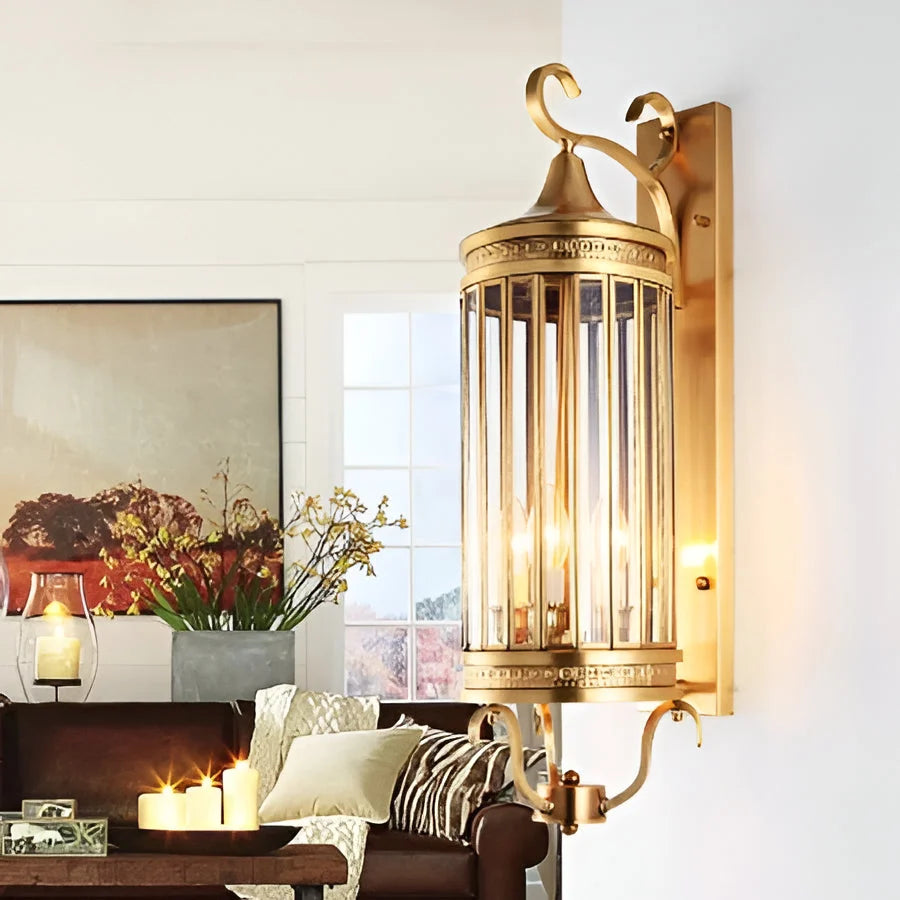 Wall Sconce Solid Copper IP65 Weatherproof Glass Panel
