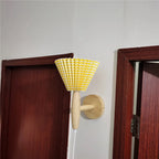 Wall Sconce Wood Frame Pleated Shade LED