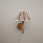 Wall Sconce Wood Frame Pleated Shade LED
