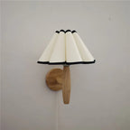 Wall Sconce Wood Frame Pleated Shade LED
