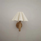 Wall Sconce Wood Frame Pleated Shade LED