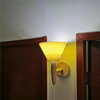 Wall Sconce Wood Frame Pleated Shade LED