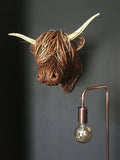 Wall Sculpture Bull Head Handmade Reed & Willow