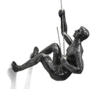 Wall Sculpture Climbing Figure Handcrafted Resin & Iron Wire