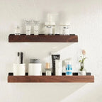 Wall Shelf Drill-Free Self-Adhesive Solid Wood Water-Resistant