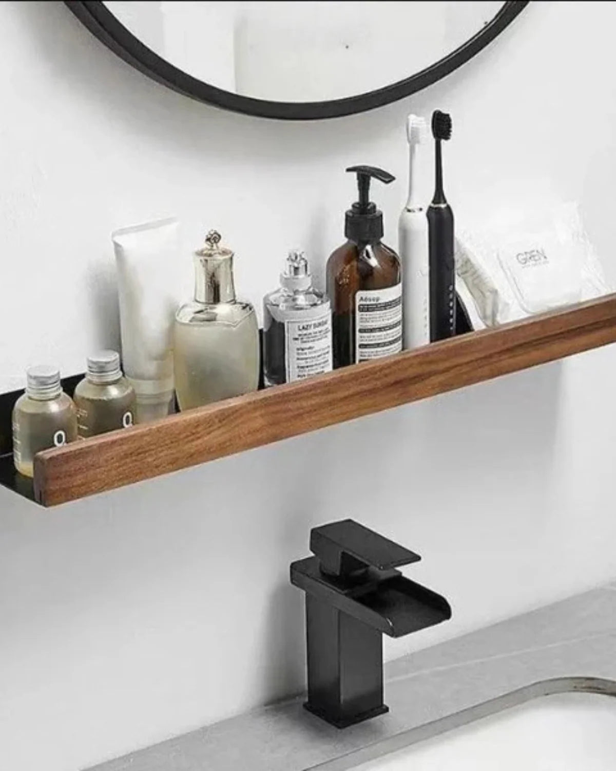 Wall Shelf Metal Frame & Wooden Front Matte Finish
