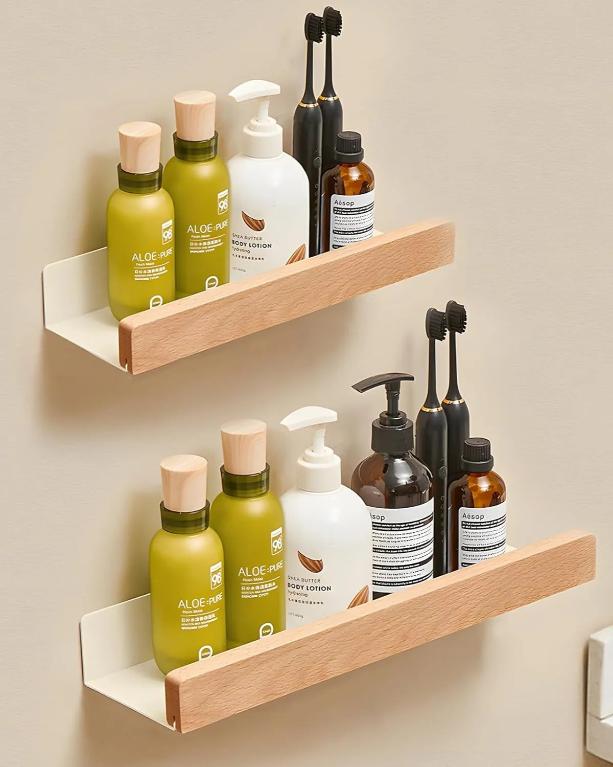 Wall Shelf Metal Frame & Wooden Front Matte Finish