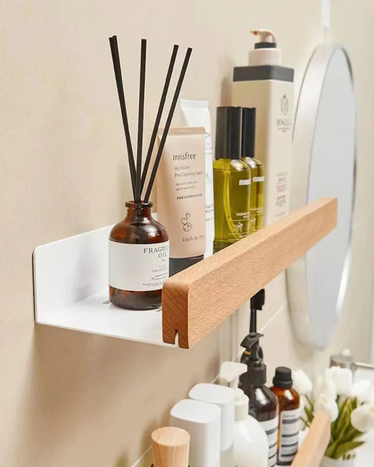 Wall Shelf Metal Frame & Wooden Front Matte Finish
