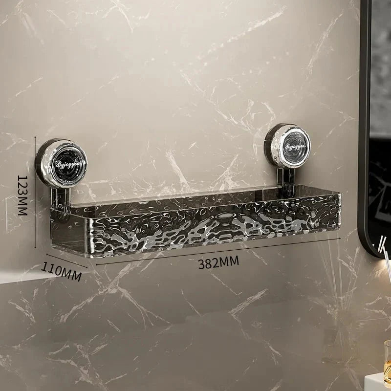 Wall Shelf Organizer No-Drill Suction Cups Transparent