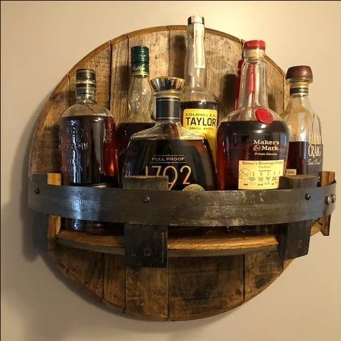 Wall Shelf Recycled Whiskey Barrel Oak Space-Saving