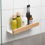 Wall Shelf Self-Adhesive Solid Wood Water-Resistant