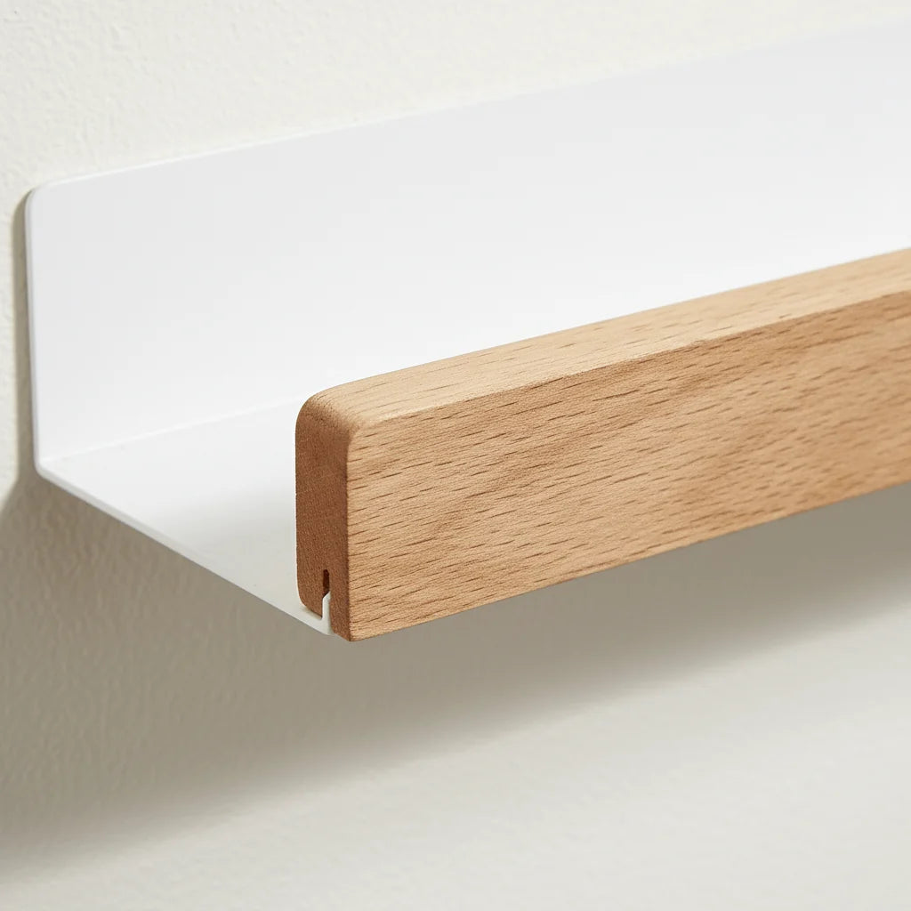 Wall Shelf Self-Adhesive Solid Wood Water-Resistant