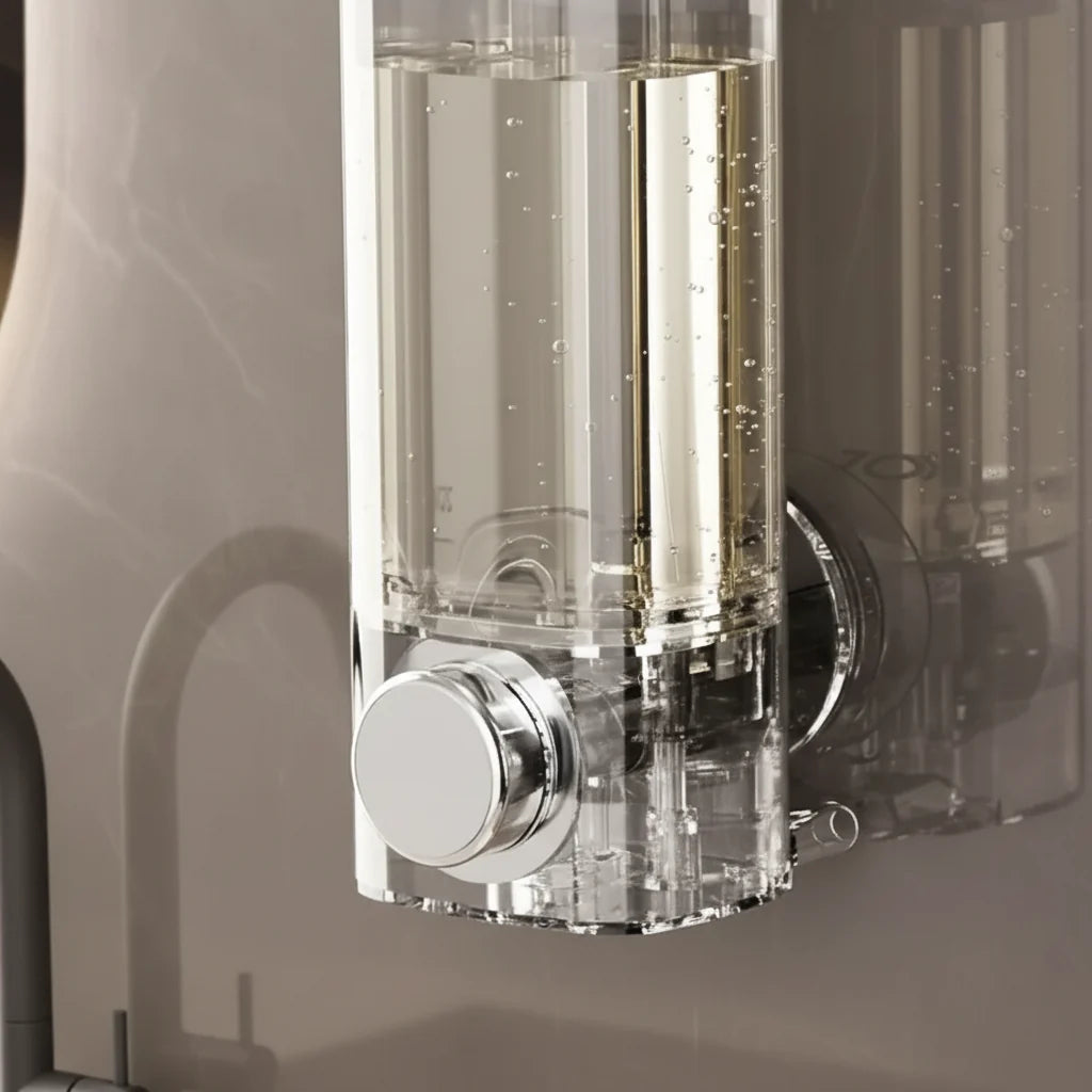 Wall Soap Dispenser Suction Mount Push Button Transparent