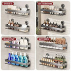 Wall Spice Rack Suction Cups Stainless Steel Adjustable