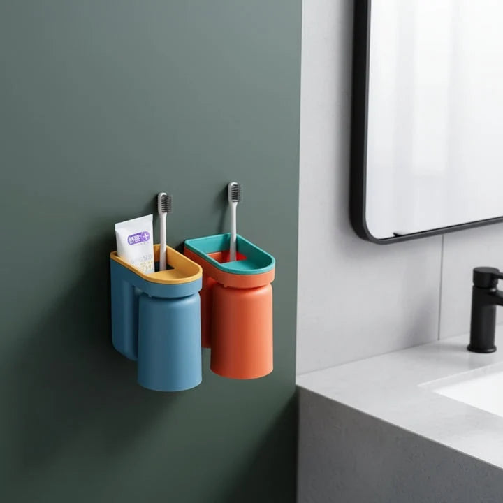 Wall Toothbrush Holder Self-Adhesive No-Drill Removable Cup