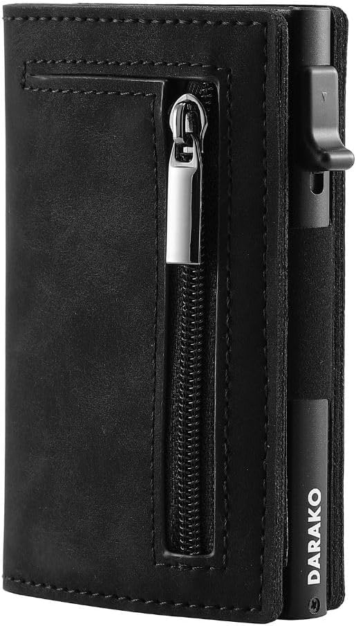 Wallet RFID-Blocking Quick-Access Genuine Leather & Aluminum