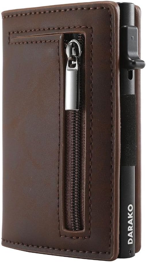 Wallet RFID-Blocking Quick-Access Genuine Leather & Aluminum