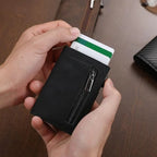 Wallet RFID-Blocking Quick-Access Genuine Leather & Aluminum