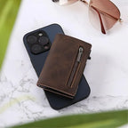 Wallet RFID-Blocking Quick-Access Genuine Leather & Aluminum
