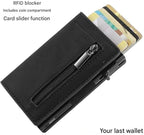 Wallet RFID-Blocking Quick-Access Genuine Leather & Aluminum