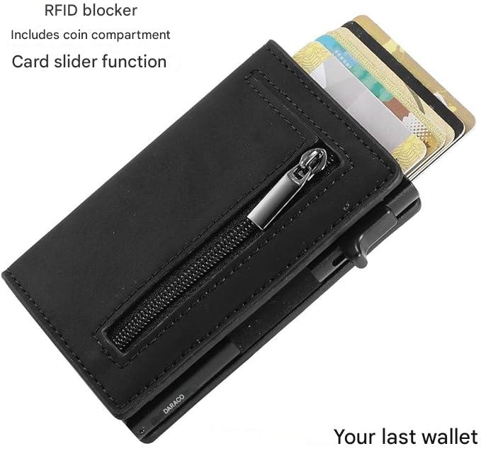 Wallet RFID-Blocking Quick-Access Genuine Leather & Aluminum