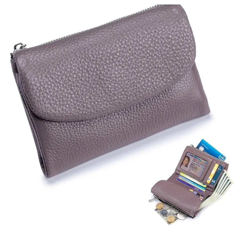 Wallet Slim Bifold Genuine Pebbled Leather RFID Blocking