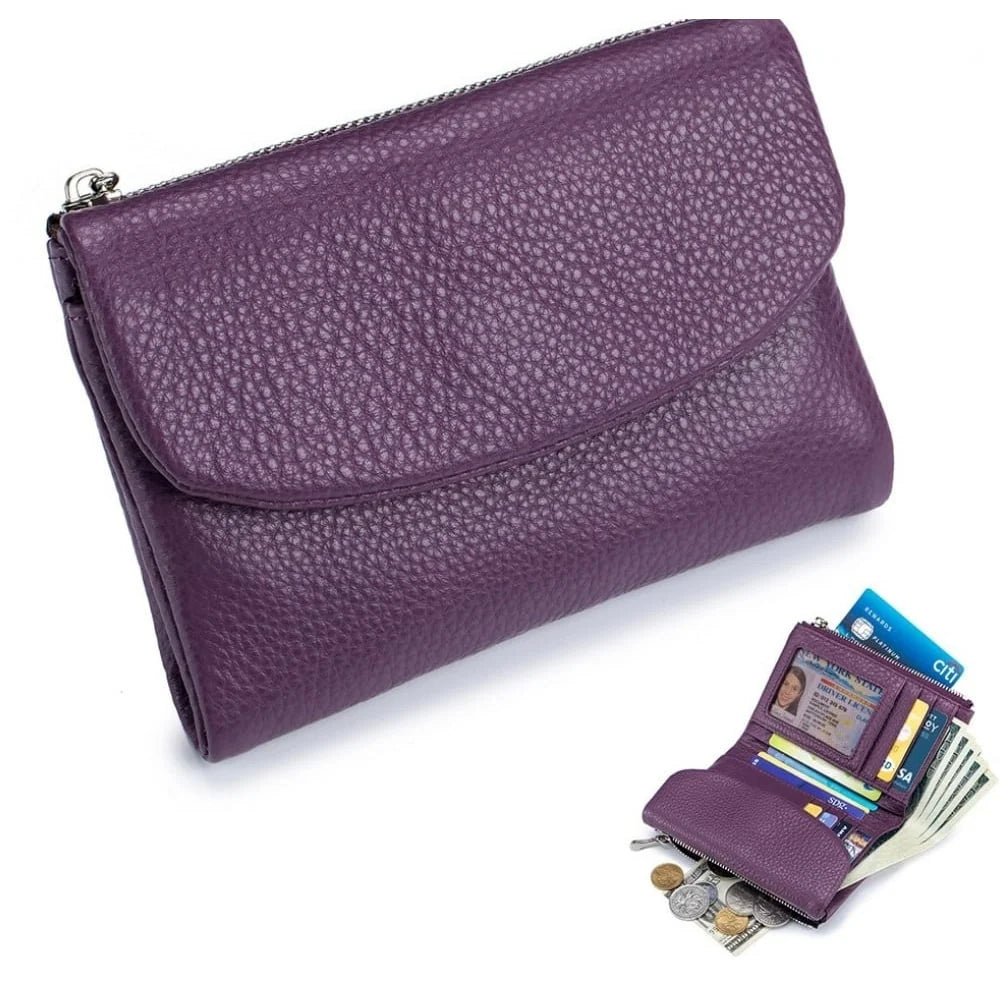 Wallet Slim Bifold Genuine Pebbled Leather RFID Blocking