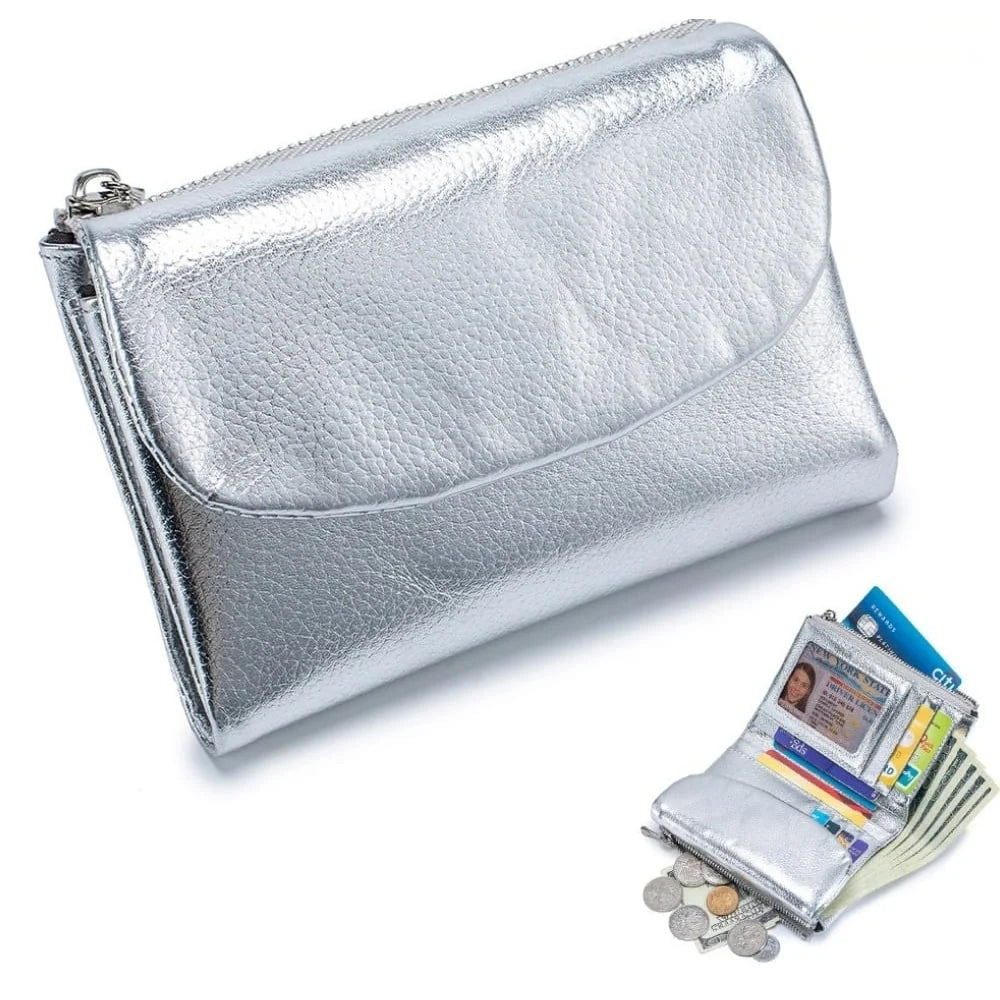 Wallet Slim Bifold Genuine Pebbled Leather RFID Blocking
