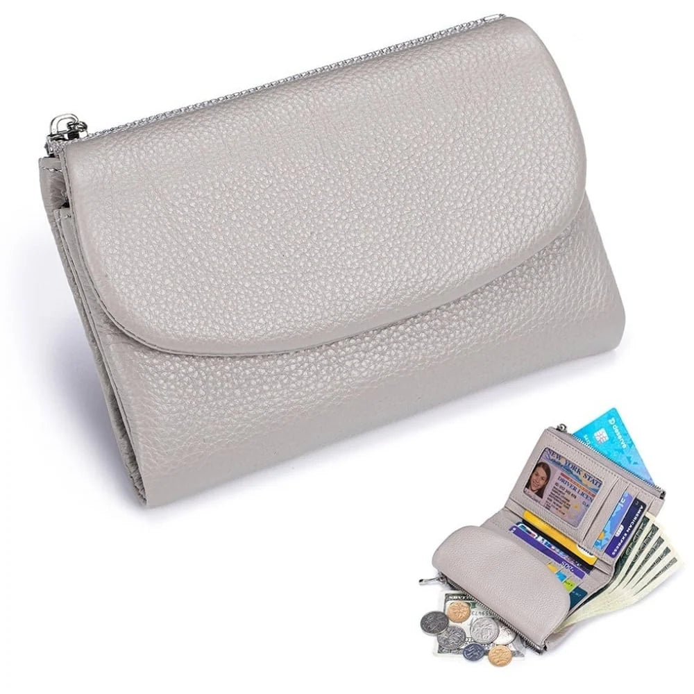 Wallet Slim Bifold Genuine Pebbled Leather RFID Blocking