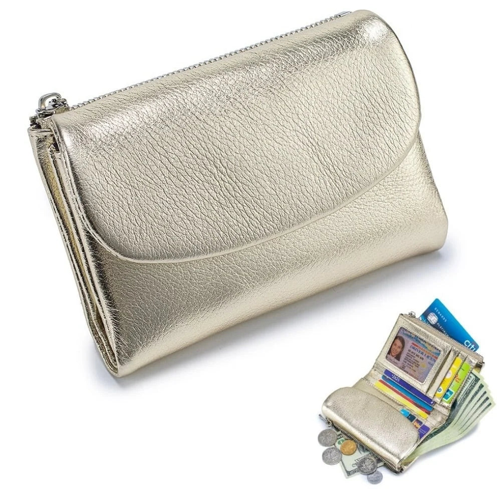 Wallet Slim Bifold Genuine Pebbled Leather RFID Blocking