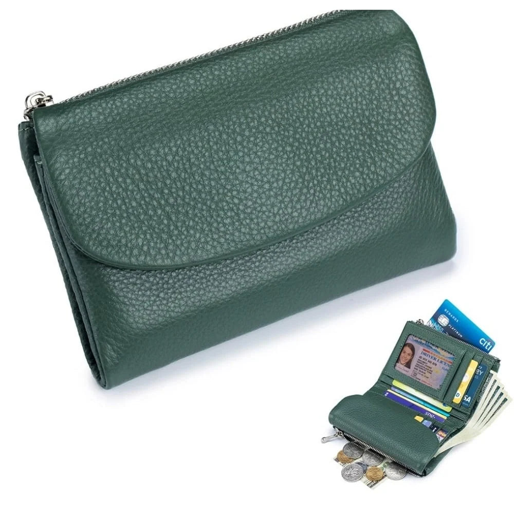 Wallet Slim Bifold Genuine Pebbled Leather RFID Blocking