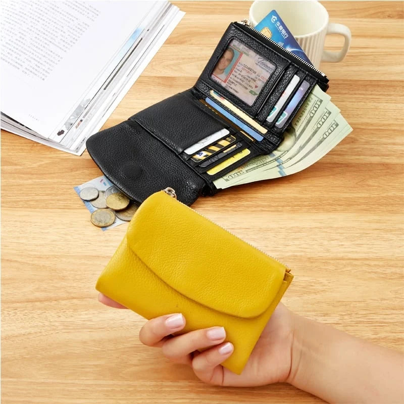 Wallet Slim Bifold Genuine Pebbled Leather RFID Blocking