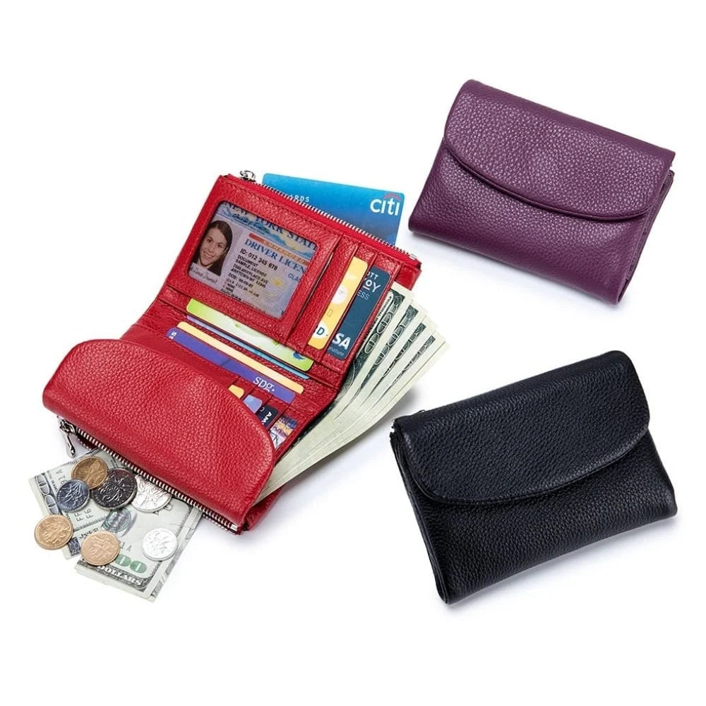 Wallet Slim Bifold Genuine Pebbled Leather RFID Blocking