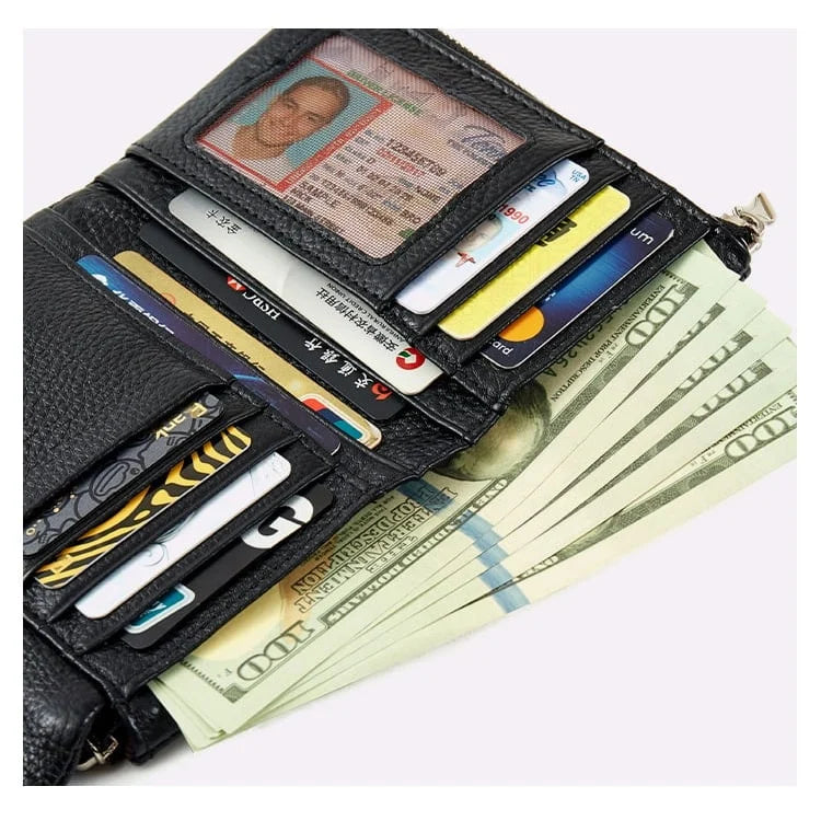 Wallet Slim Bifold Genuine Pebbled Leather RFID Blocking