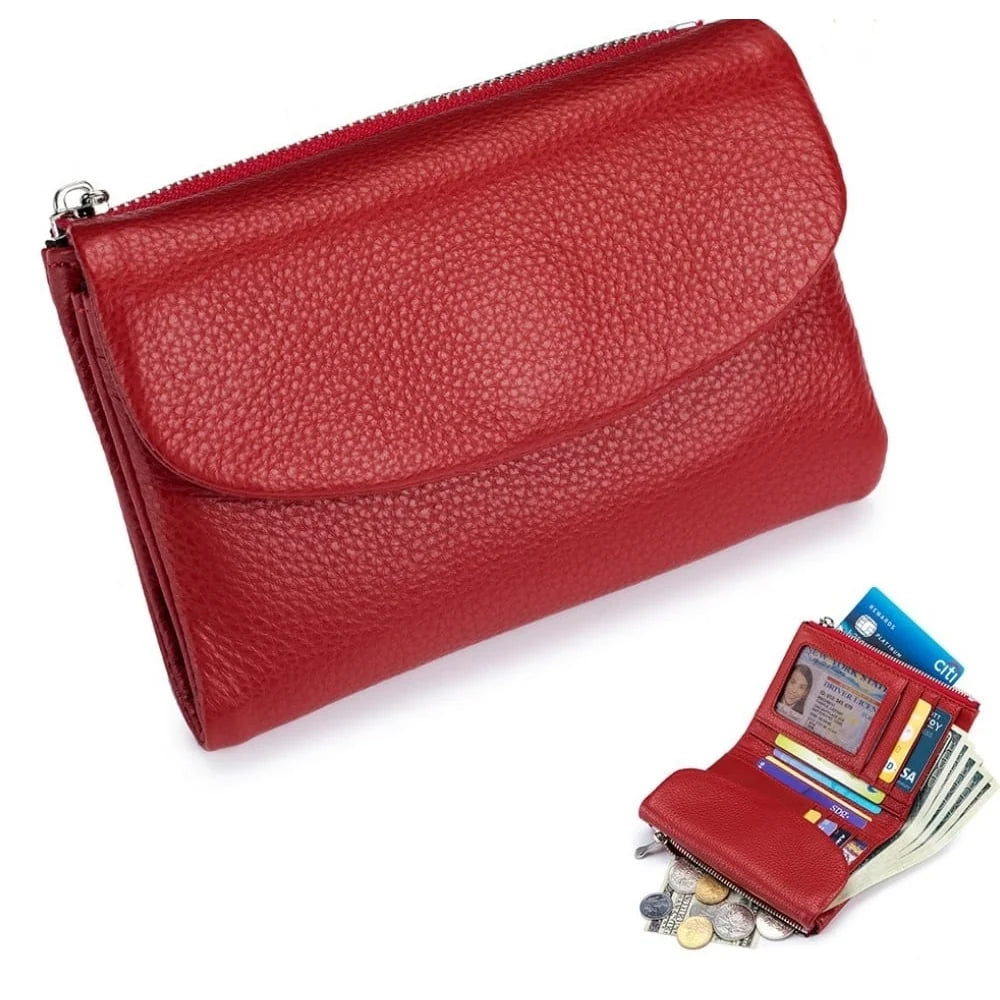 Wallet Slim Bifold Genuine Pebbled Leather RFID Blocking