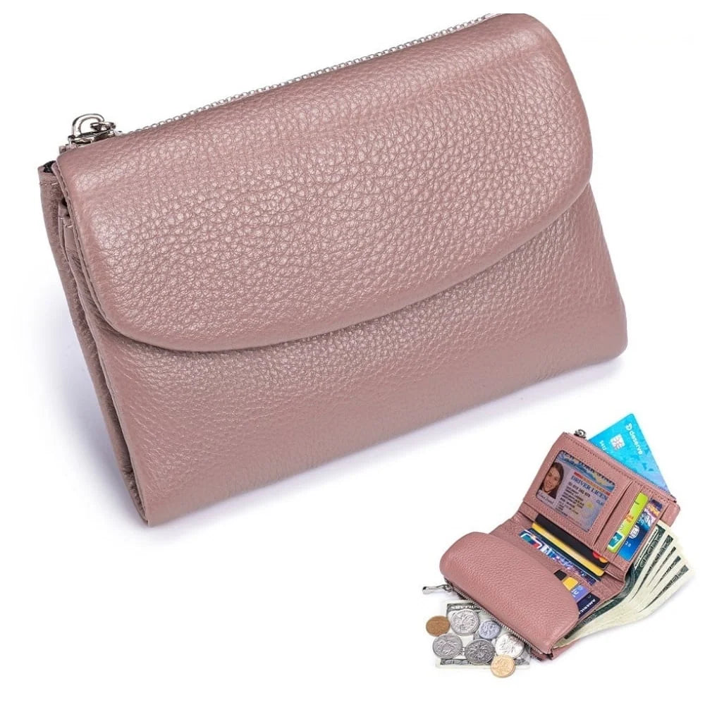 Wallet Slim Bifold Genuine Pebbled Leather RFID Blocking