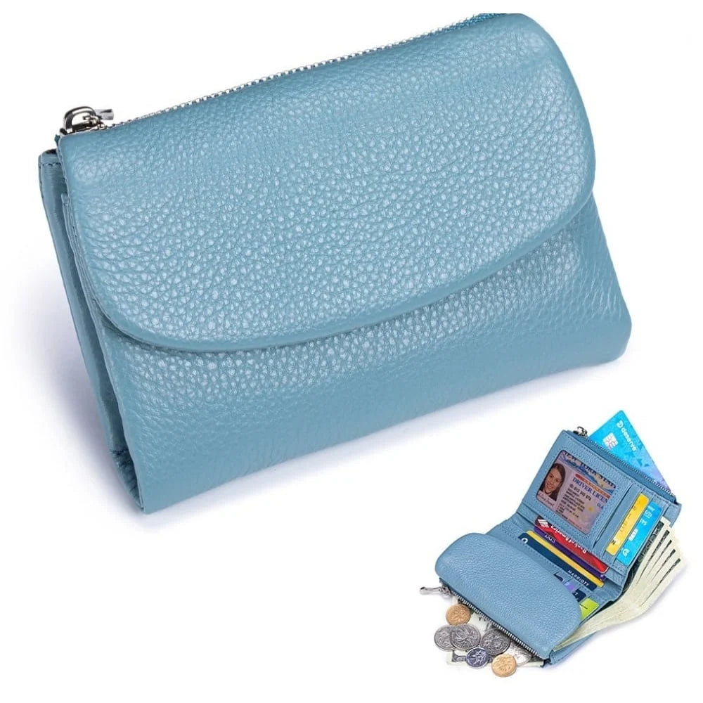 Wallet Slim Bifold Genuine Pebbled Leather RFID Blocking