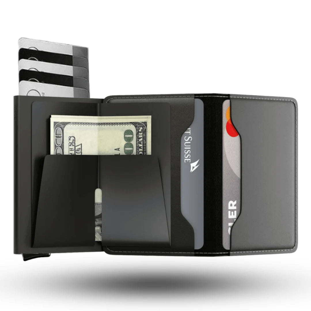 Wallet Slim Leather RFID Blocking Quick Access Card Slider