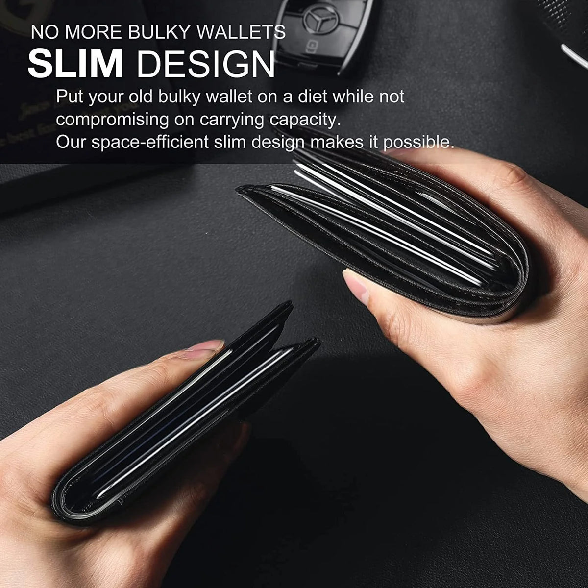 Wallet Slim RFID-Blocking Holds 7 Cards & Cash