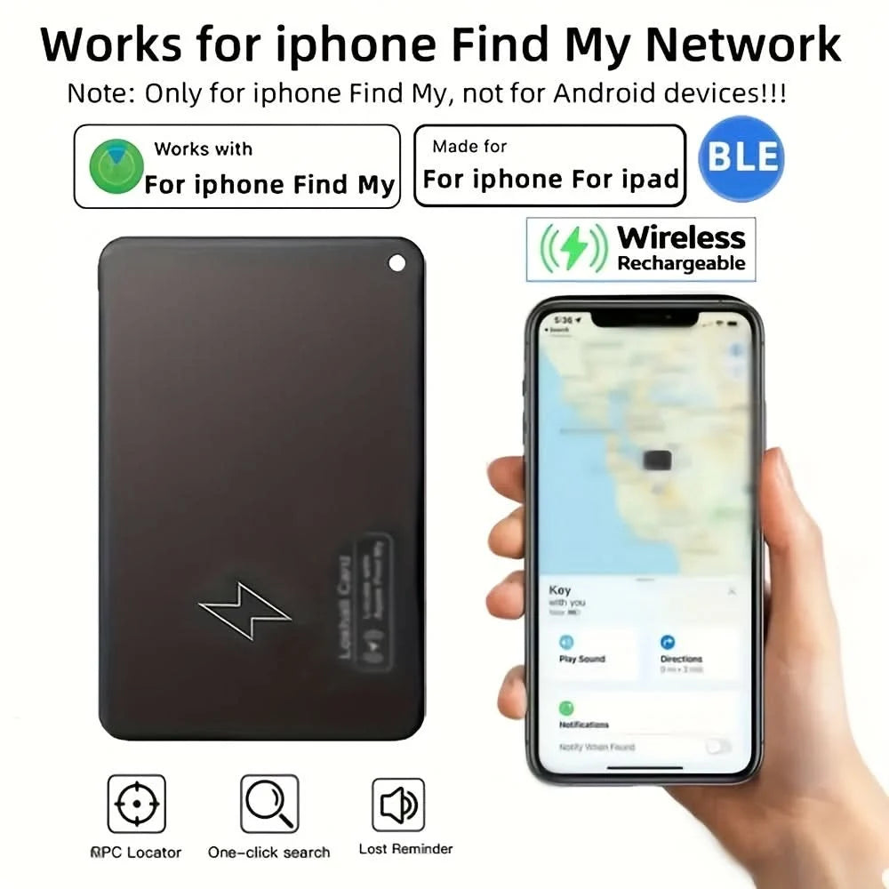 Wallet Tracker Card Ultra-Thin 3mm USB Rechargeable