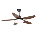 Walnut-Finish Wooden Blades Integrated LED Ceiling Fan (Remote Control)