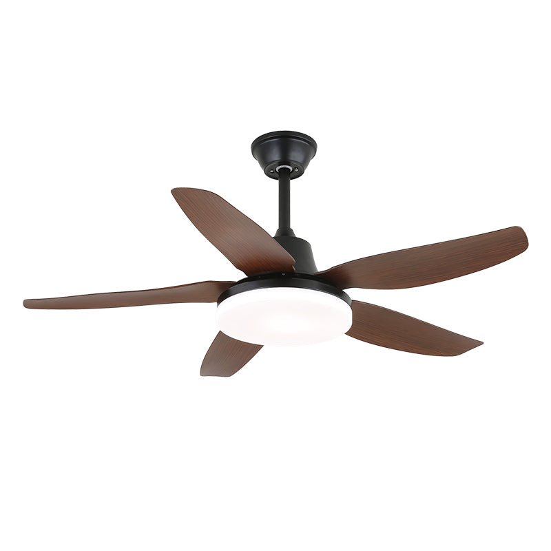 Walnut-Finish Wooden Blades Integrated LED Ceiling Fan (Remote Control)