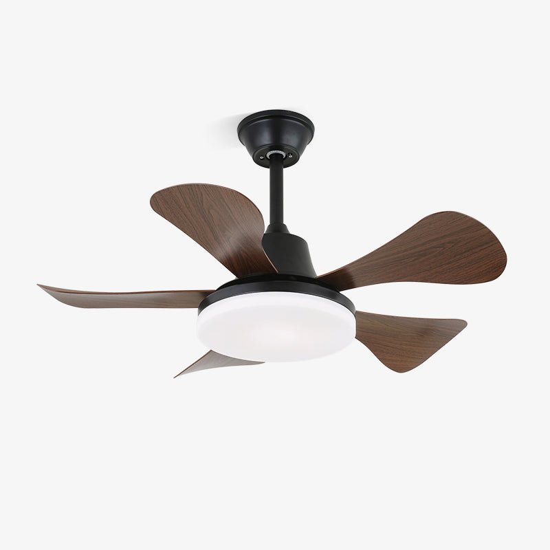 Walnut-Finish Wooden Blades Integrated LED Ceiling Fan (Remote Control)