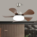 Walnut-Finish Wooden Blades Integrated LED Ceiling Fan (Remote Control)