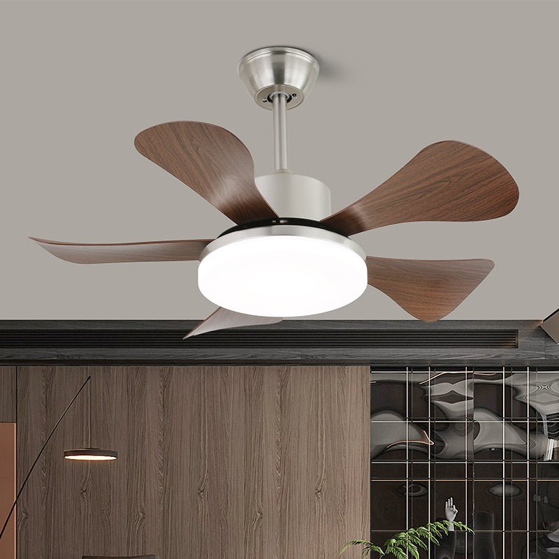 Walnut-Finish Wooden Blades Integrated LED Ceiling Fan (Remote Control)